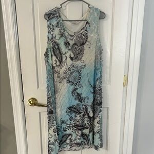 CJ Banks Blue and Black Paisley Dress
